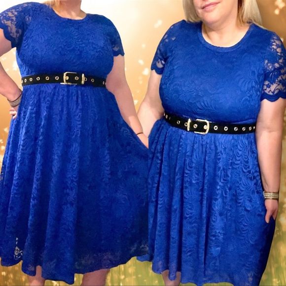 Torrid Electric Blue Fit & Flare Lace Midi Dress 1 1XL, 2 2XL NWT - Picture 4 of 14